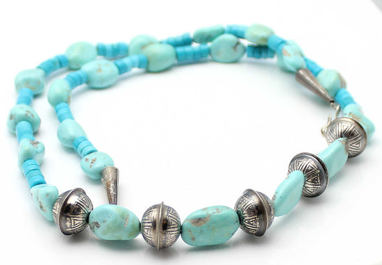 Turquoise Nugget & Silver Bead Necklace