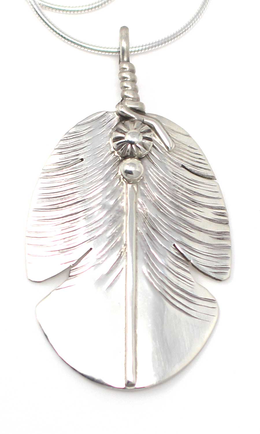 Load image into Gallery viewer, Silver Feather Necklace by Ben Begay
