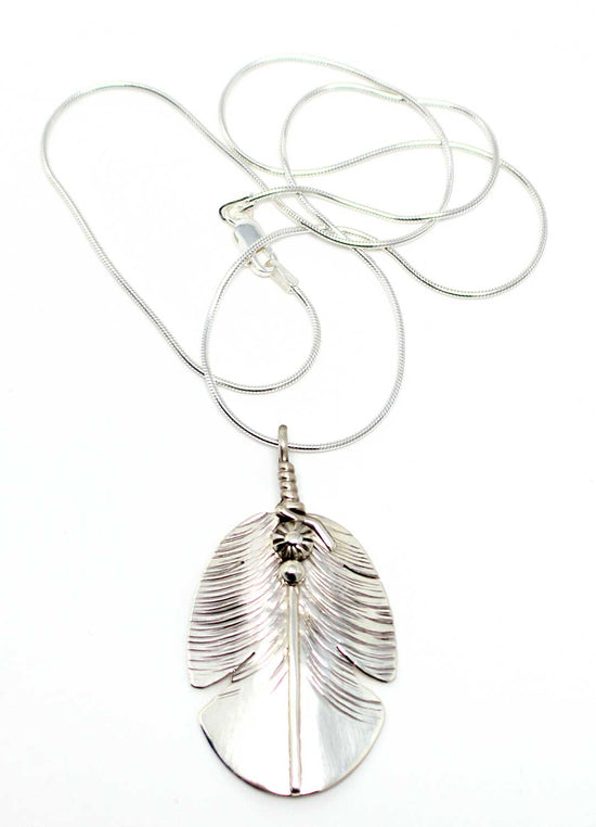 Load image into Gallery viewer, Silver Feather Necklace by Ben Begay
