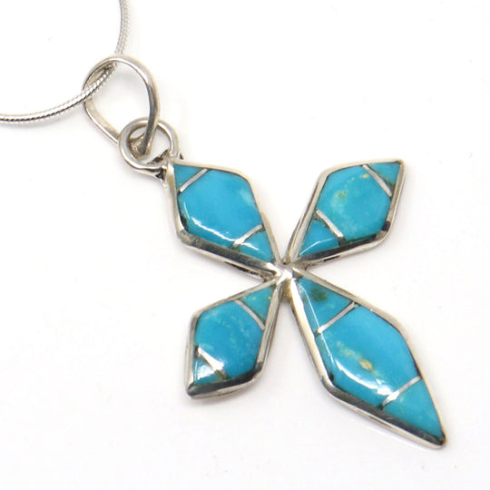 Zuni Turquoise Cross Pendant W/Chain