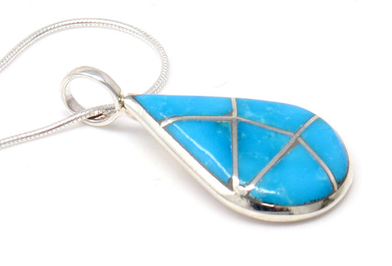 Load image into Gallery viewer, Zuni Turquoise Tear Drop Pendant
