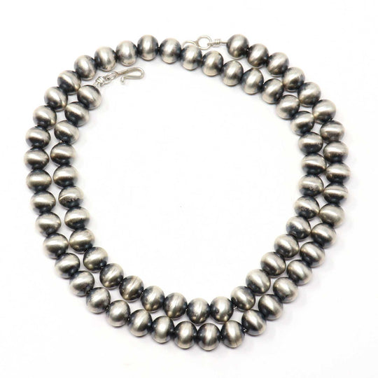 24" 9 MM Silver Navajo Pearl Neclace