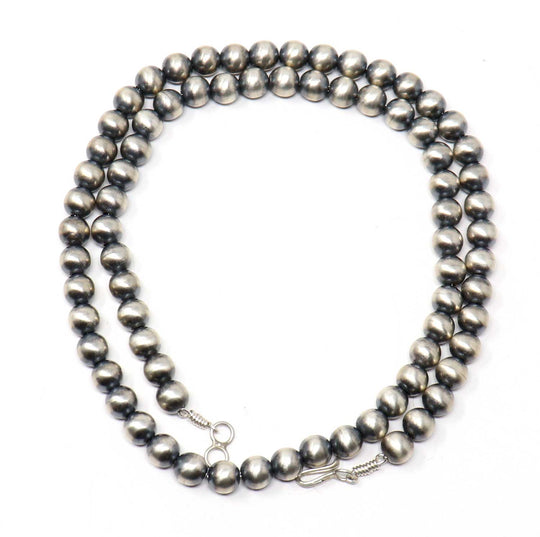 24" 8 MM Silver Navajo Pearl Neclace