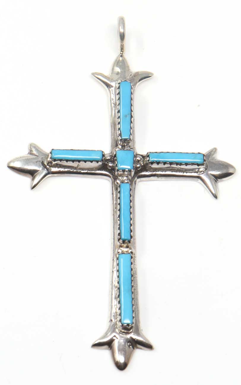 Load image into Gallery viewer, Turquoise Cross Pendant by Leekity&amp;#39;s
