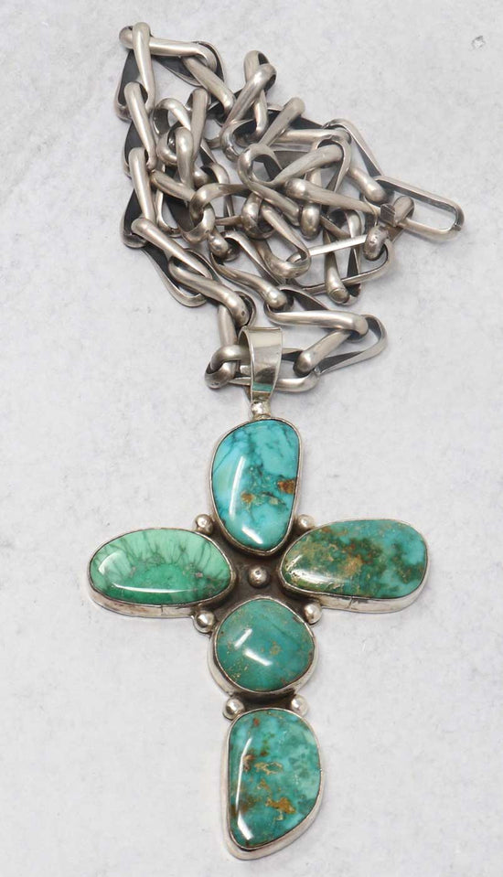 Load image into Gallery viewer, Emerald Valley Turquoise Cross by Linda Johnson

