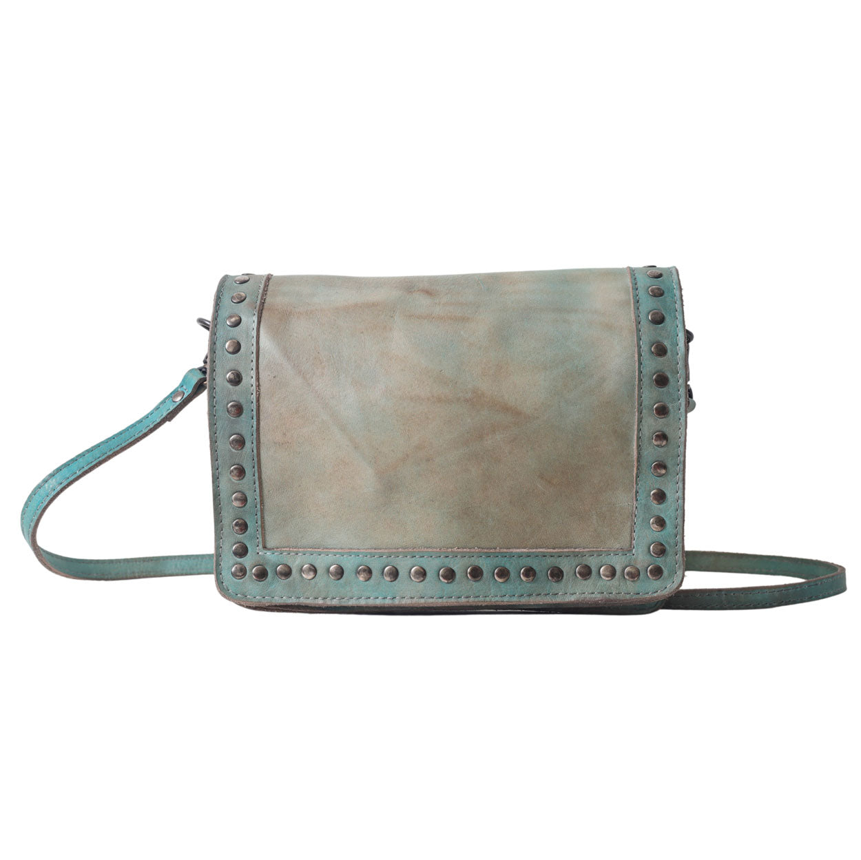 Turquoise Leather Handbag by Never Mind