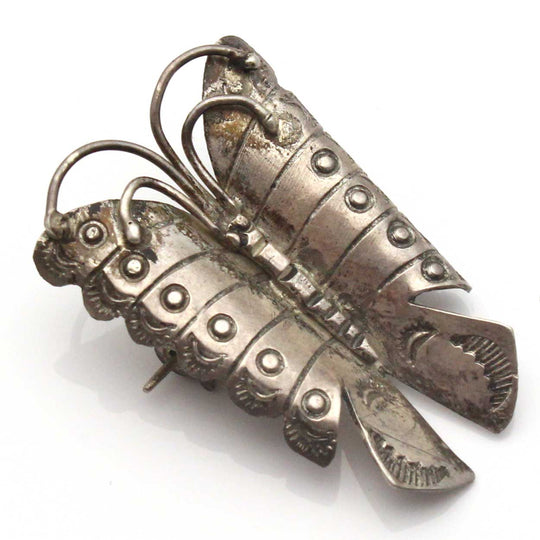 Stamped Sterling Silver Navajo Butterly Pin