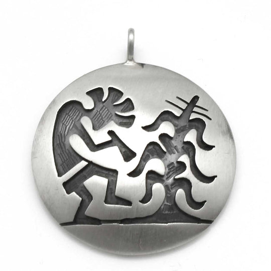 Kokepelli -Corn Silver Pendant