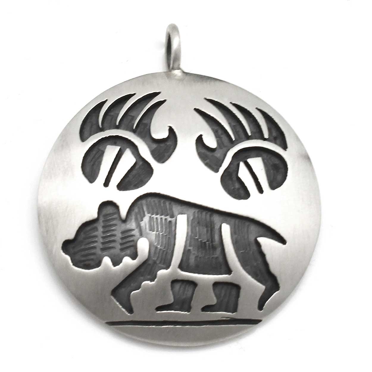 Load image into Gallery viewer, Hopi Bear Pendant with Prayer Feathers
