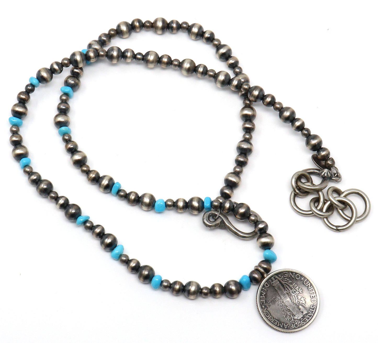 Mercury Dime & Silver Bead Necklace by Belone