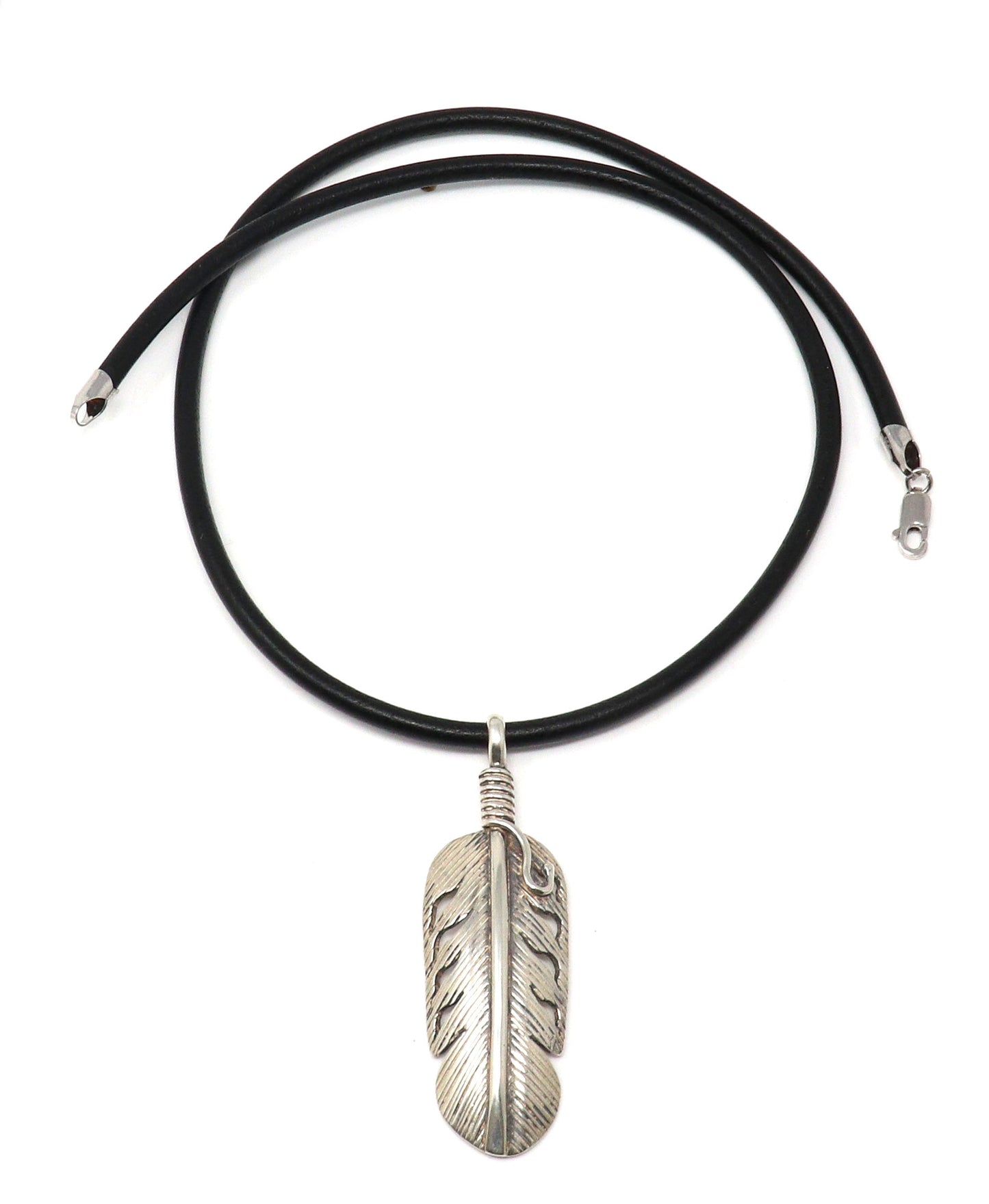 Sterling Silver Feather Pendant By Begay