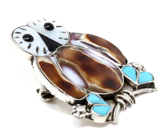 Load image into Gallery viewer, Zuni Inlaid Owl Pin Pendant Combo
