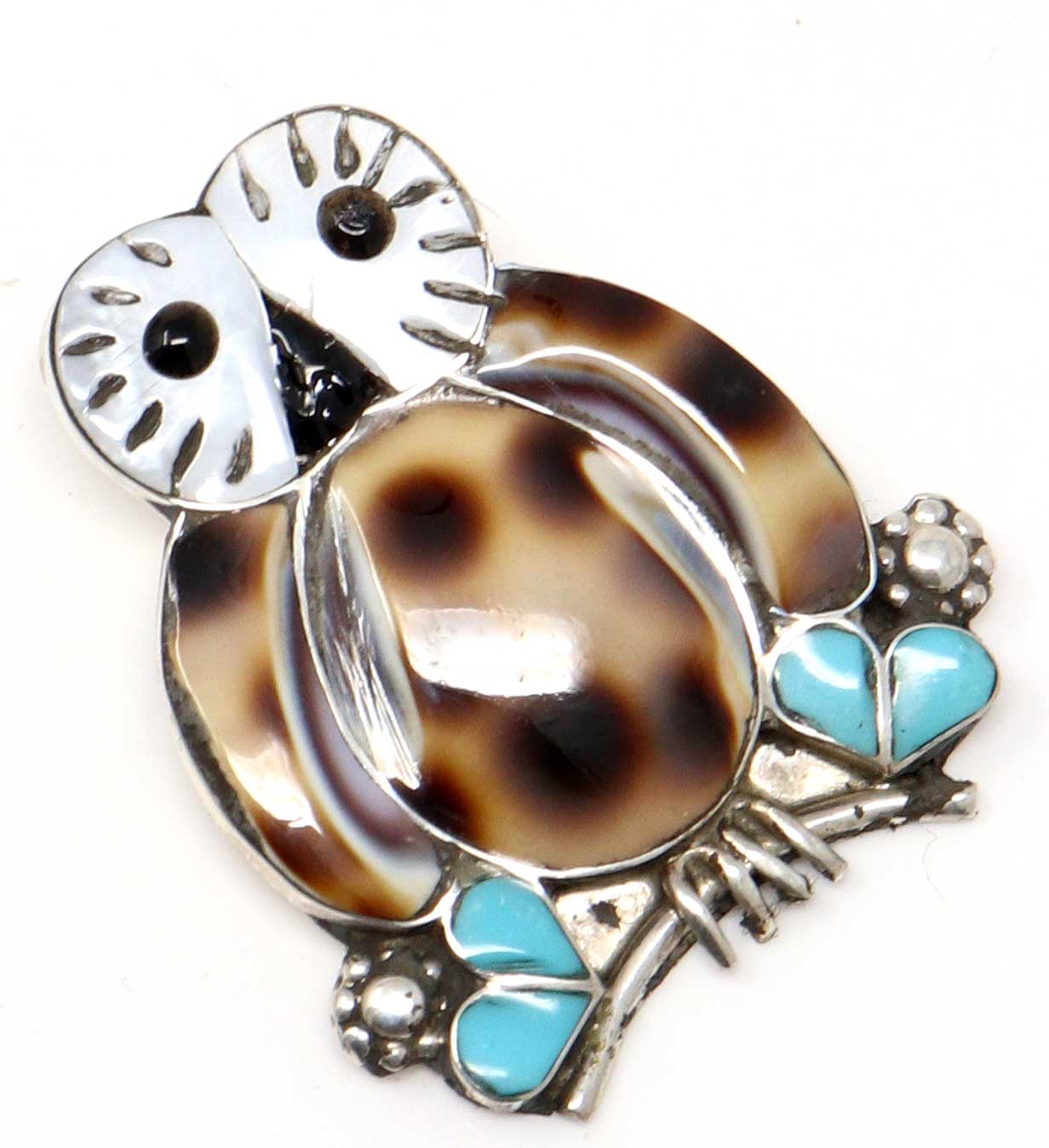 Load image into Gallery viewer, Zuni Silver Owl Pendant By Kallestewa
