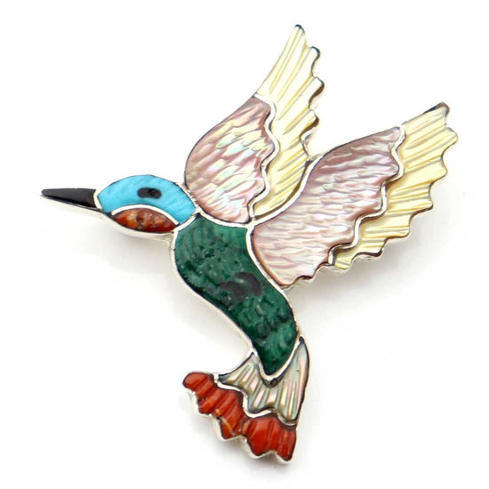 Load image into Gallery viewer, Zuni Inlaid Hummingbird Pin-Pendant
