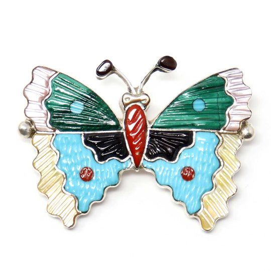 Zuni Inlay Butterfly Pin|Pendant