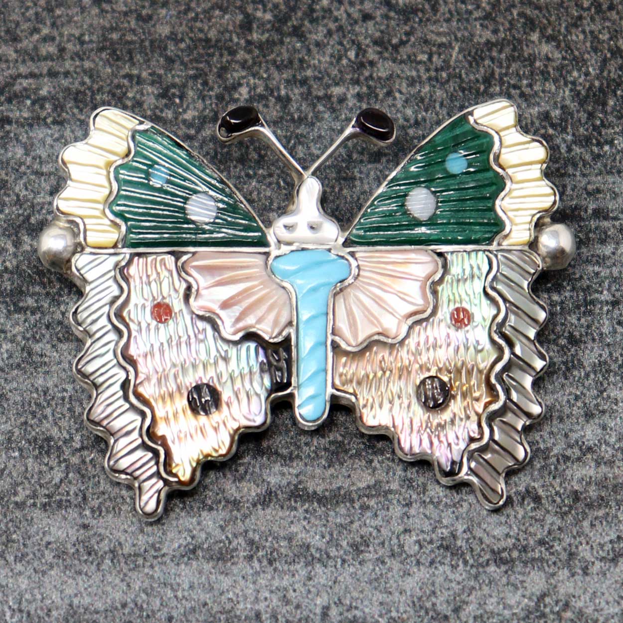 Zuni Inlay Butterfly Pin|Pendant