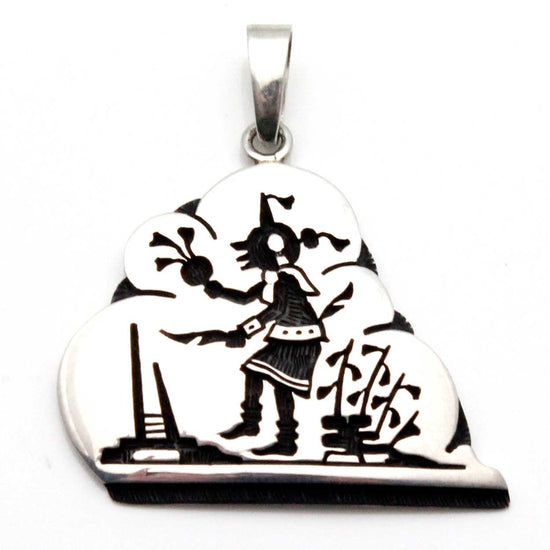 Load image into Gallery viewer, Hopi Pendant Featuring Koyemsi &amp;amp; Prayer Feathers

