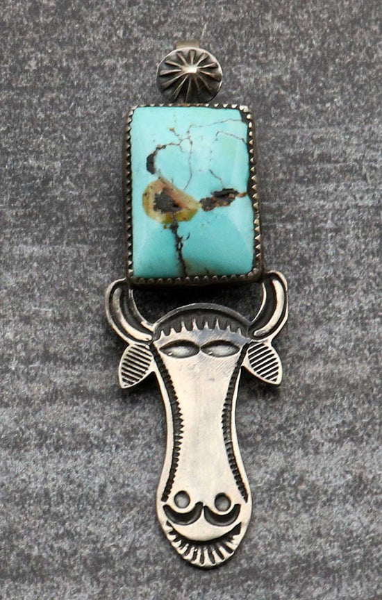 Load image into Gallery viewer, Turquoise Cow Pendant by Mike French
