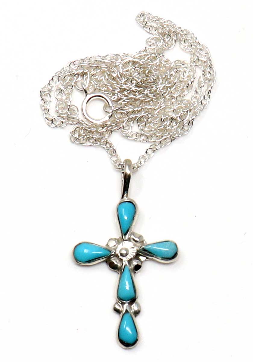 Turquoise Cross Pendant With Chain by Bryce Vacit