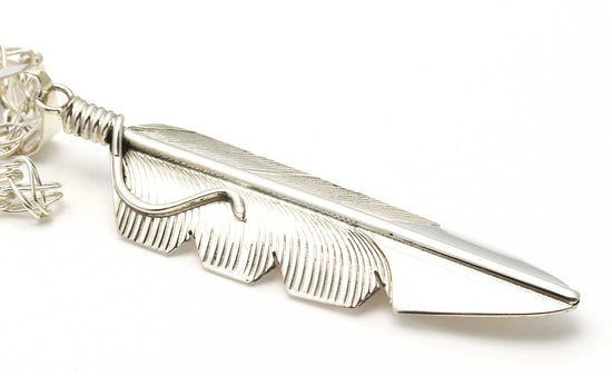 Load image into Gallery viewer, Navajo Silver Feather Pendant by Charley
