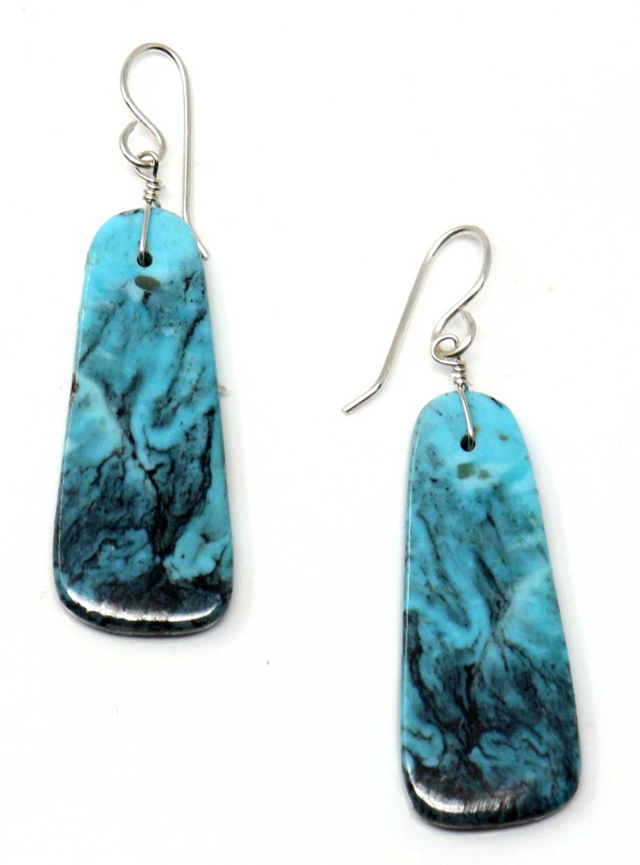 Turquoise Slab Earrings By Castillo