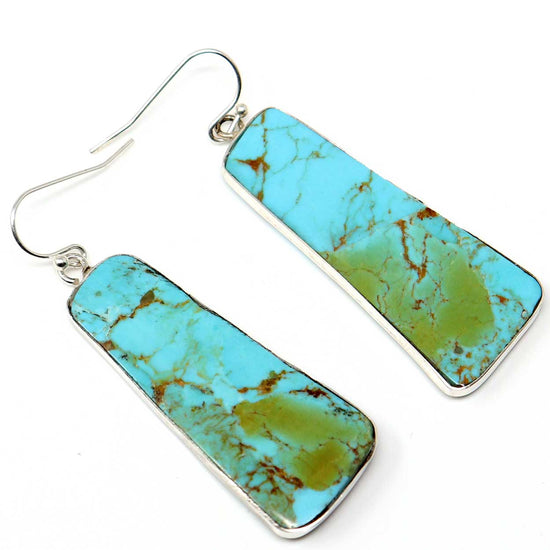 Turquoise & Silver Trapezoid Drop Earrings by Tortalita