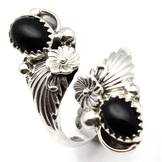 Navajo Silver Adustable Ring With Onyx