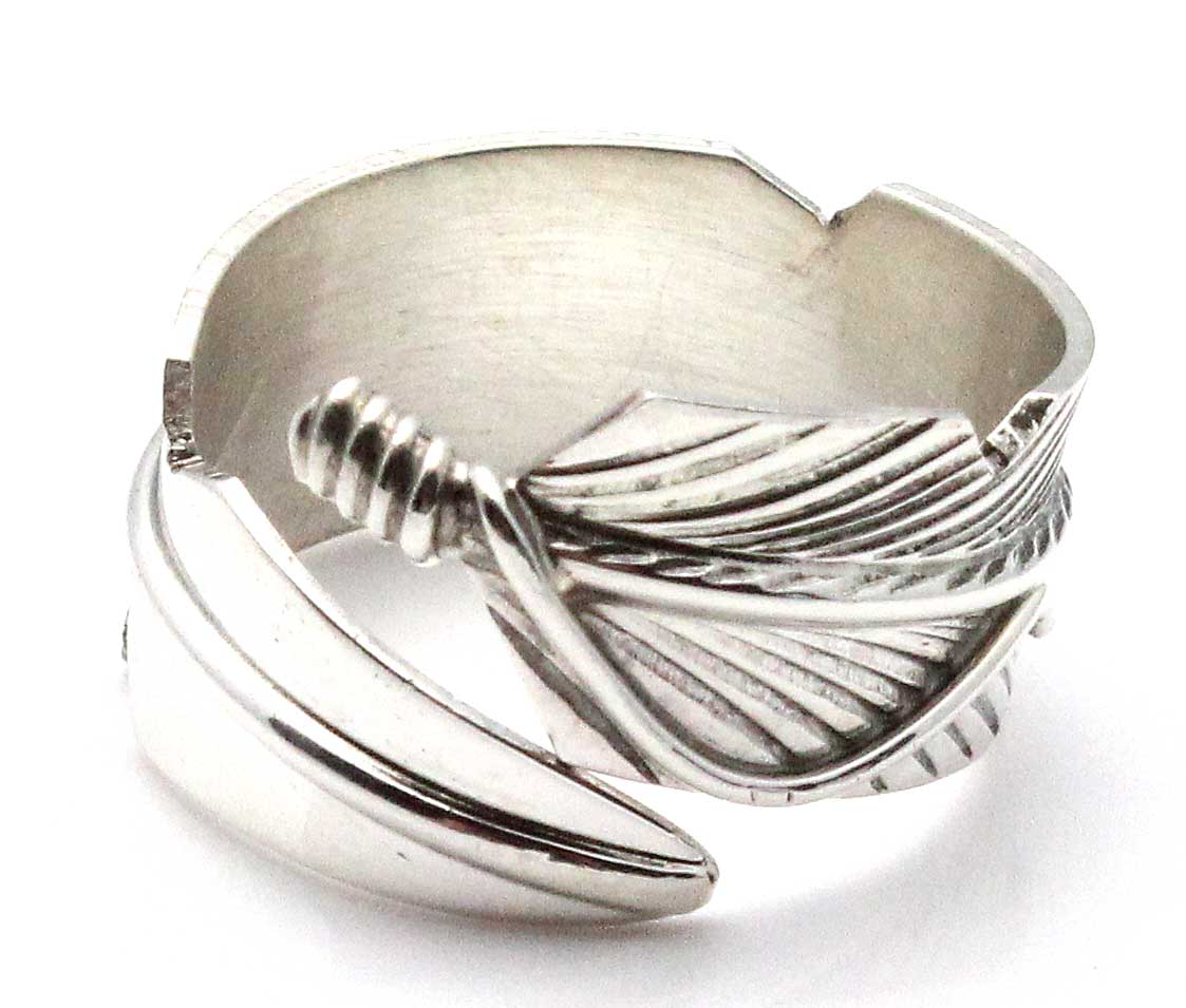 Adjustable Sterling Silver Feather Ring
