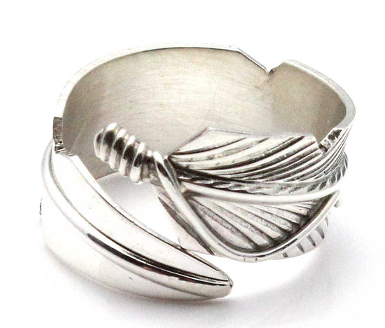 Adjustable Sterling Silver Feather Ring