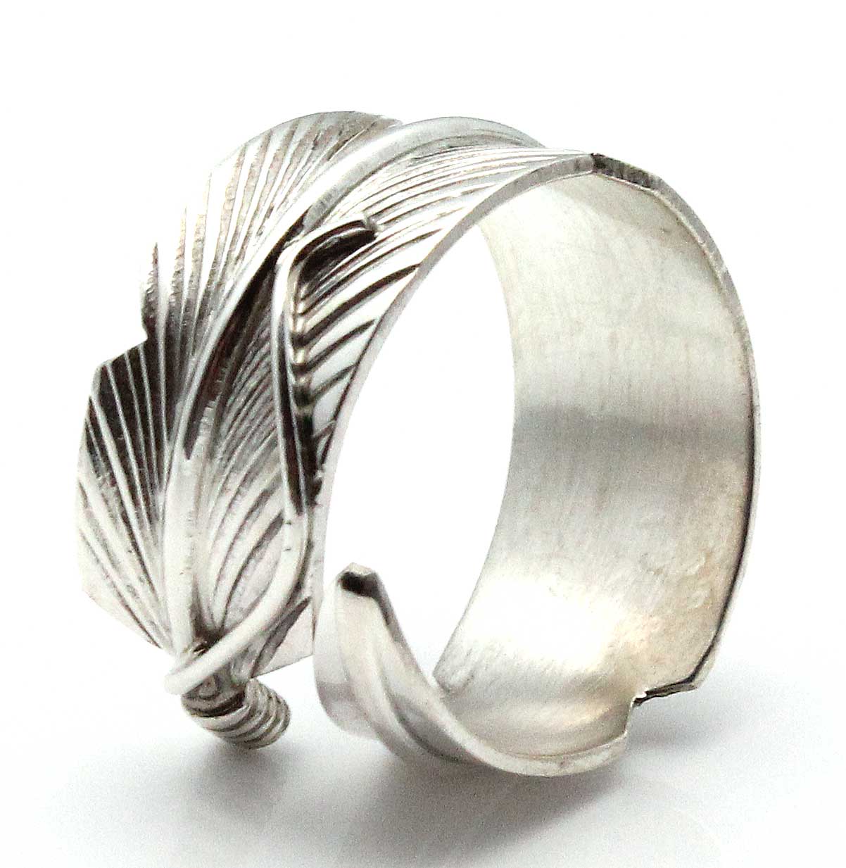 Adjustable Sterling Silver Feather Ring