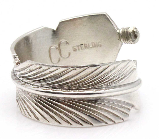 Adjustable Sterling Silver Feather Ring