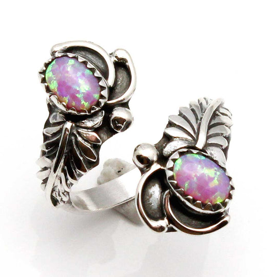 Adjustable Sterling Silver & PInk Lab Opal