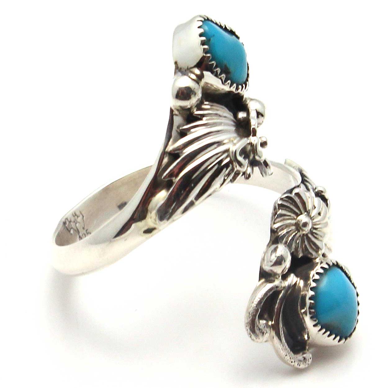 Adjustable Turquoise & Silver Ring By Etta Belin