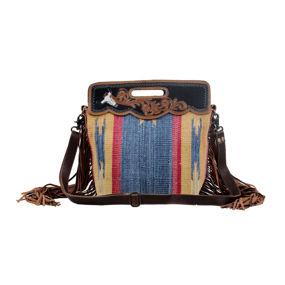 Load image into Gallery viewer, Blue Stream Hand Tooled Bag by Myra
