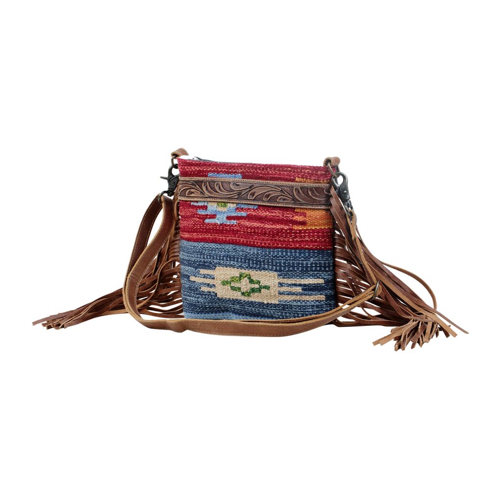 Boho Western Fringe Purse in Native Wool and Leather - Handmade by