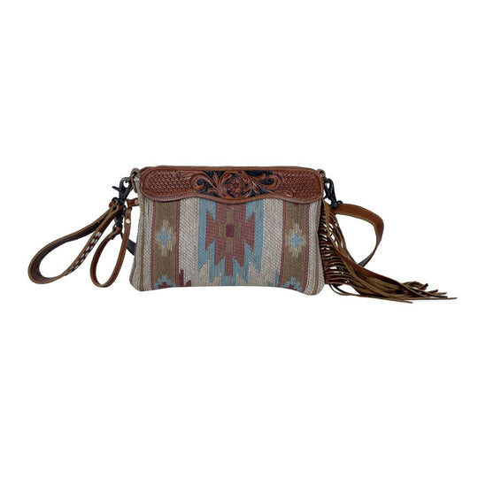 Brown Tassels Hand Tooled Leather Bag