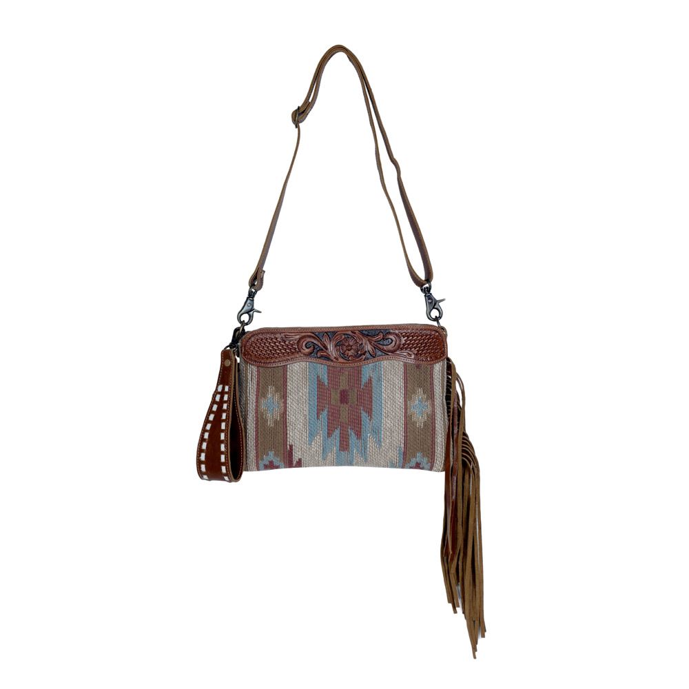 Brown Tassels Hand Tooled Leather Bag