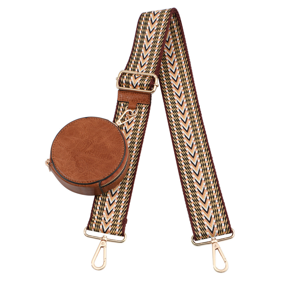 Load image into Gallery viewer, Guitar Strap with Circle Pouch in Tribal-Brown/Tan
