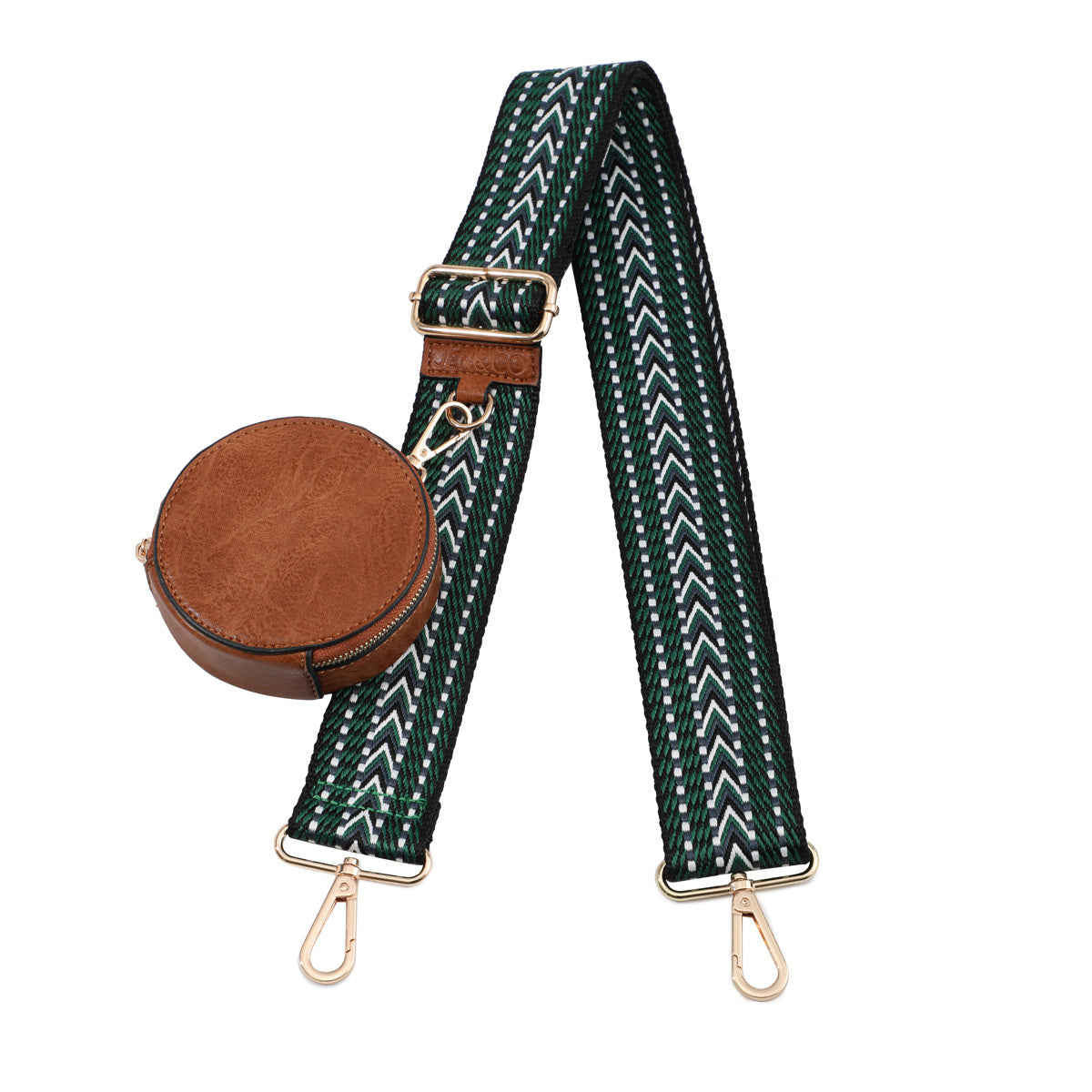 Guitar Strap with Circle Pouch in Tribal-Hunter Green