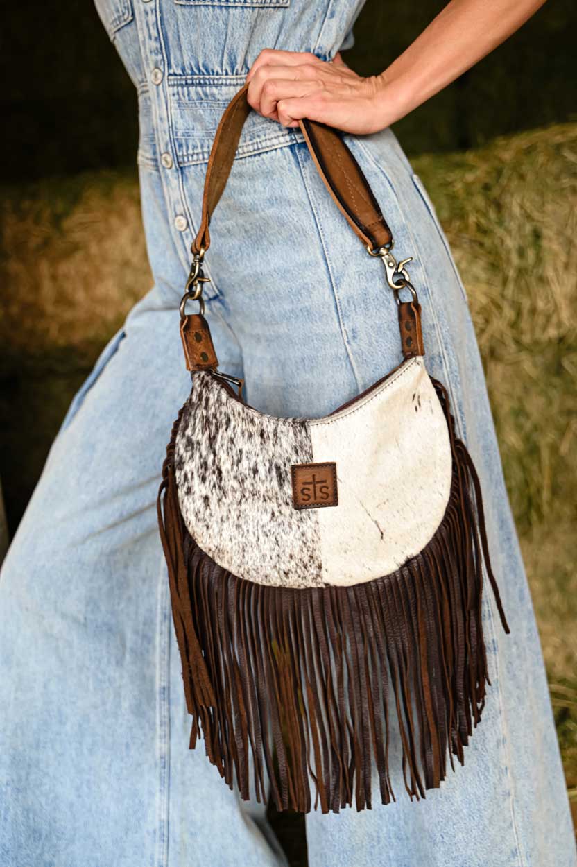 Load image into Gallery viewer, Cowhide Nellie Fringe Bag by STS
