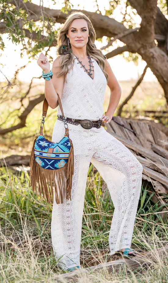 Grey and Turquoise Aztec Pattern Wool Serape Handbag – Cowgirl Barn & Tack