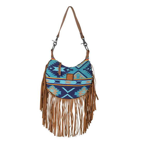 Load image into Gallery viewer, Mojave Sky Nellie Blue Serape Fringe Bag by STS
