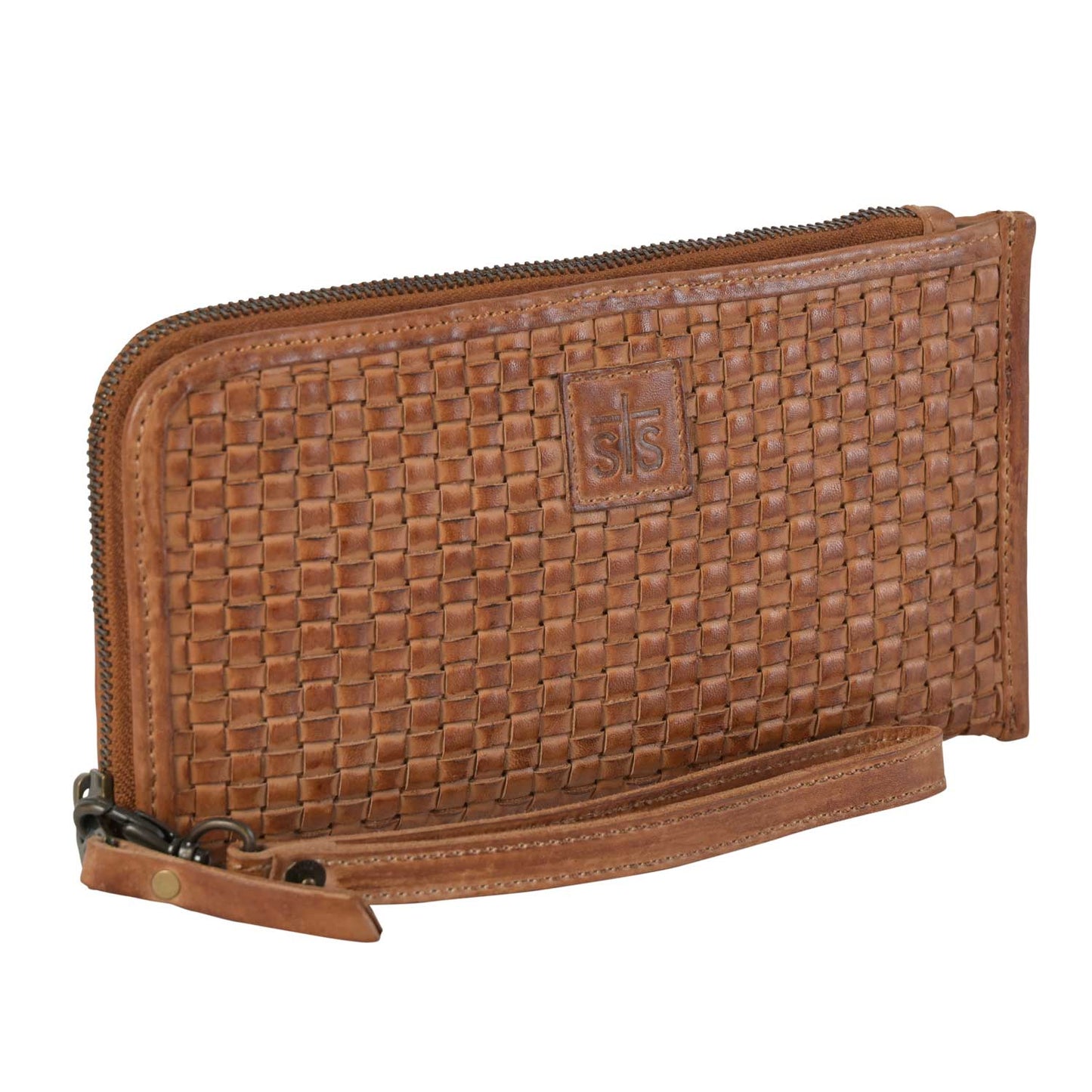 Sweet Grass Woven Leather Clutch By STS