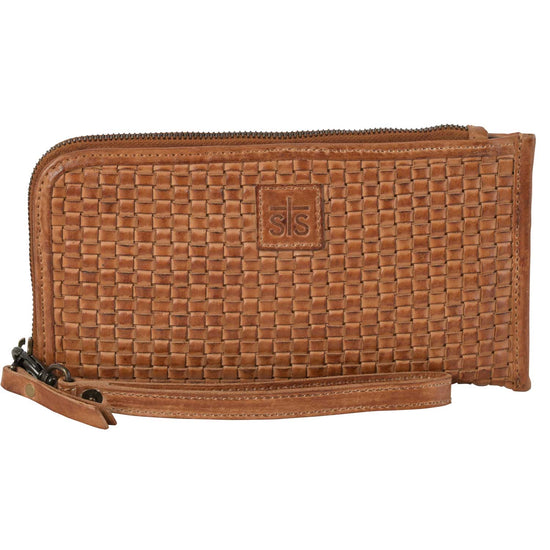 Sweet Grass Woven Leather Clutch By STS
