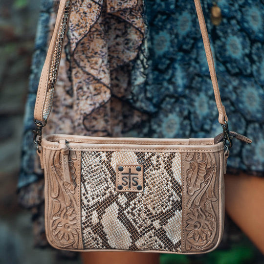 STELLA CLAIRE CROSSBODY PYTHON TAN / VT LEATHER