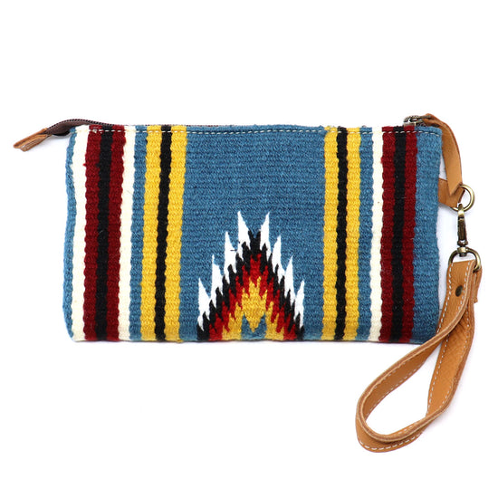 Handtooled Leather & Woven Wristlet